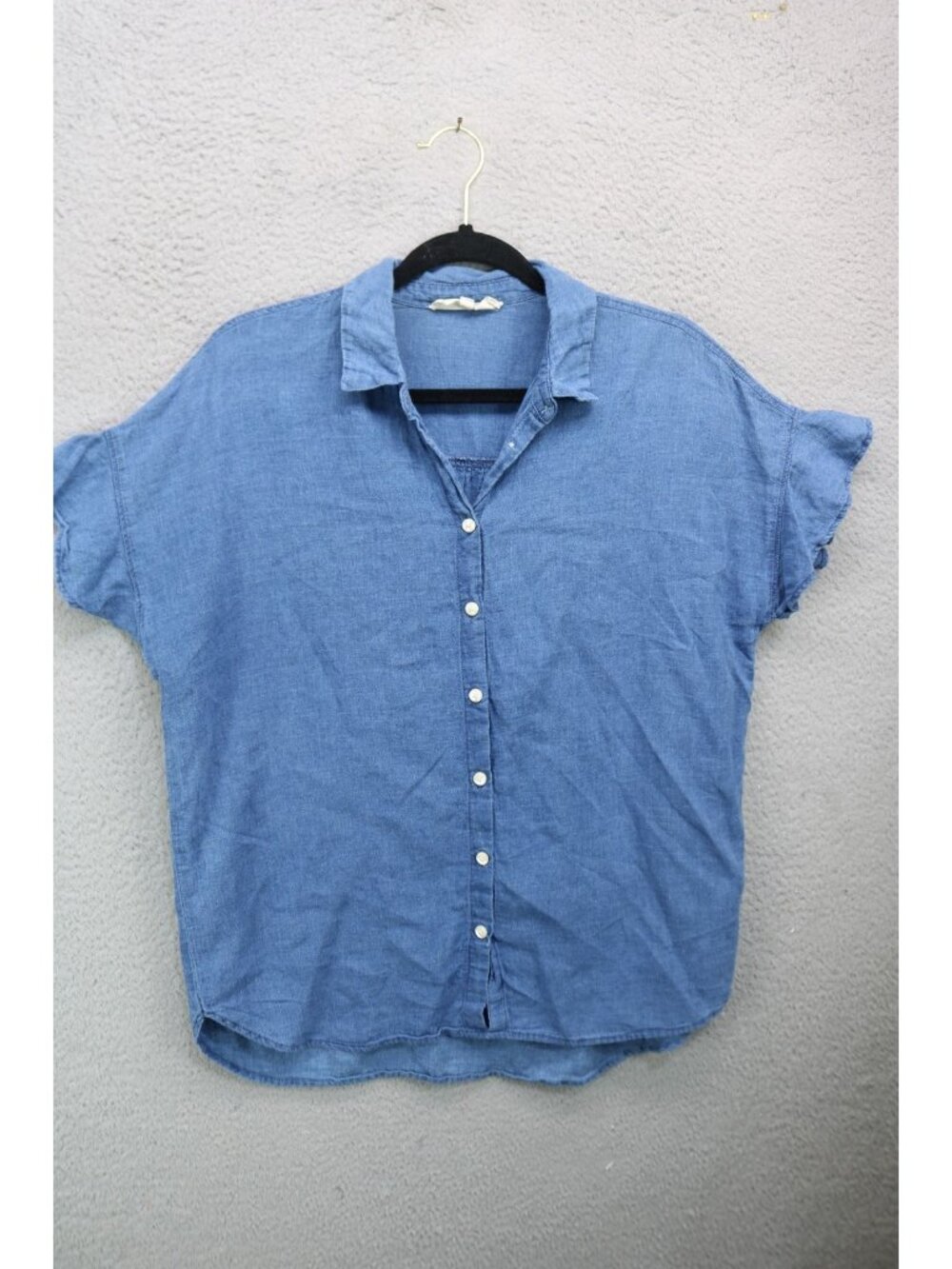 Madewell Short Ruffle Sleeves Button-Up Top-Linen Blend-Medium-Minimalist